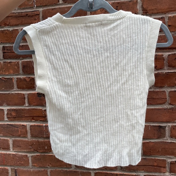 Cream Ribbed Crop Top - Picture 2 of 2